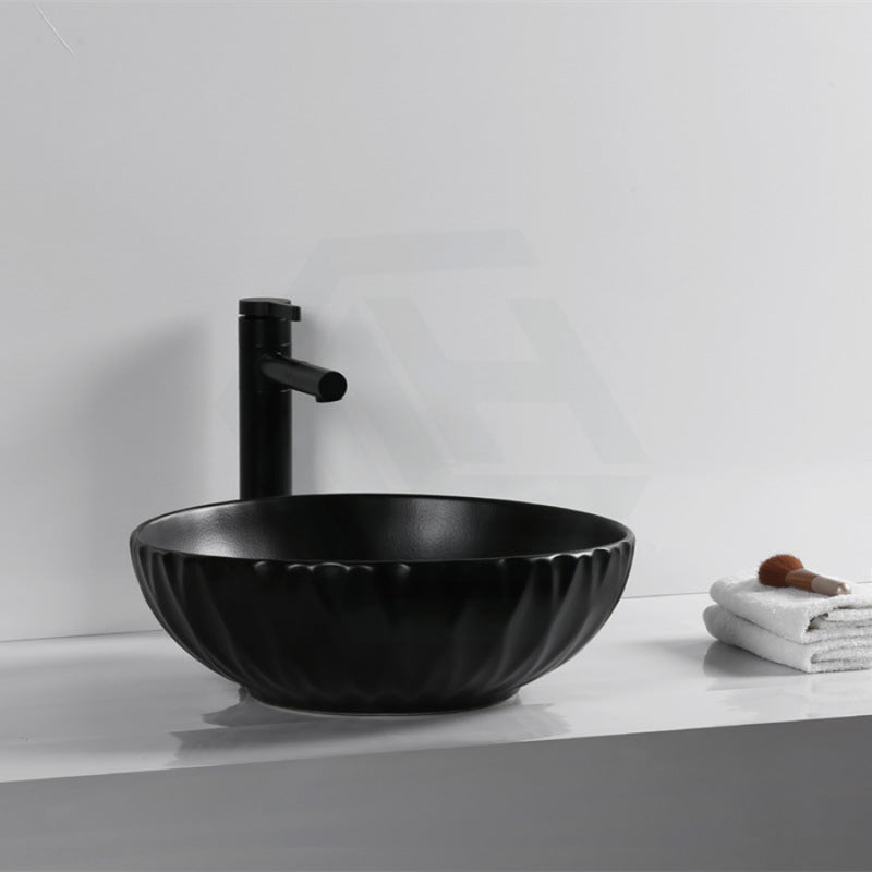 Above Counter Basin Ceramic Round Diagonal Matt Black