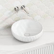 400X400X130Mm Above Counter Basin Matt White Diagonal Pattern Bathroom Round Ceramic Wash Basins