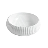 400X400X140Mm Round Bellevue Fluted Above Counter Basin Ceramic Matt White Basins