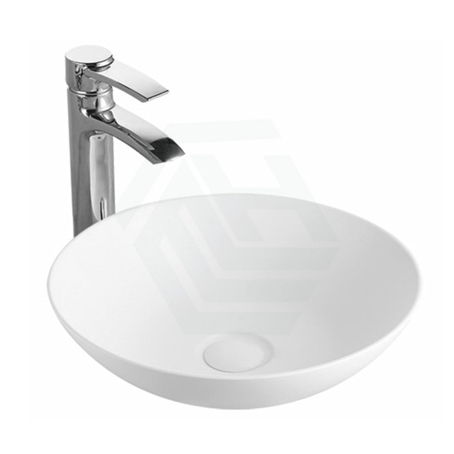 400X400X140Mm Round Matt White Above Counter Ceramic Basin