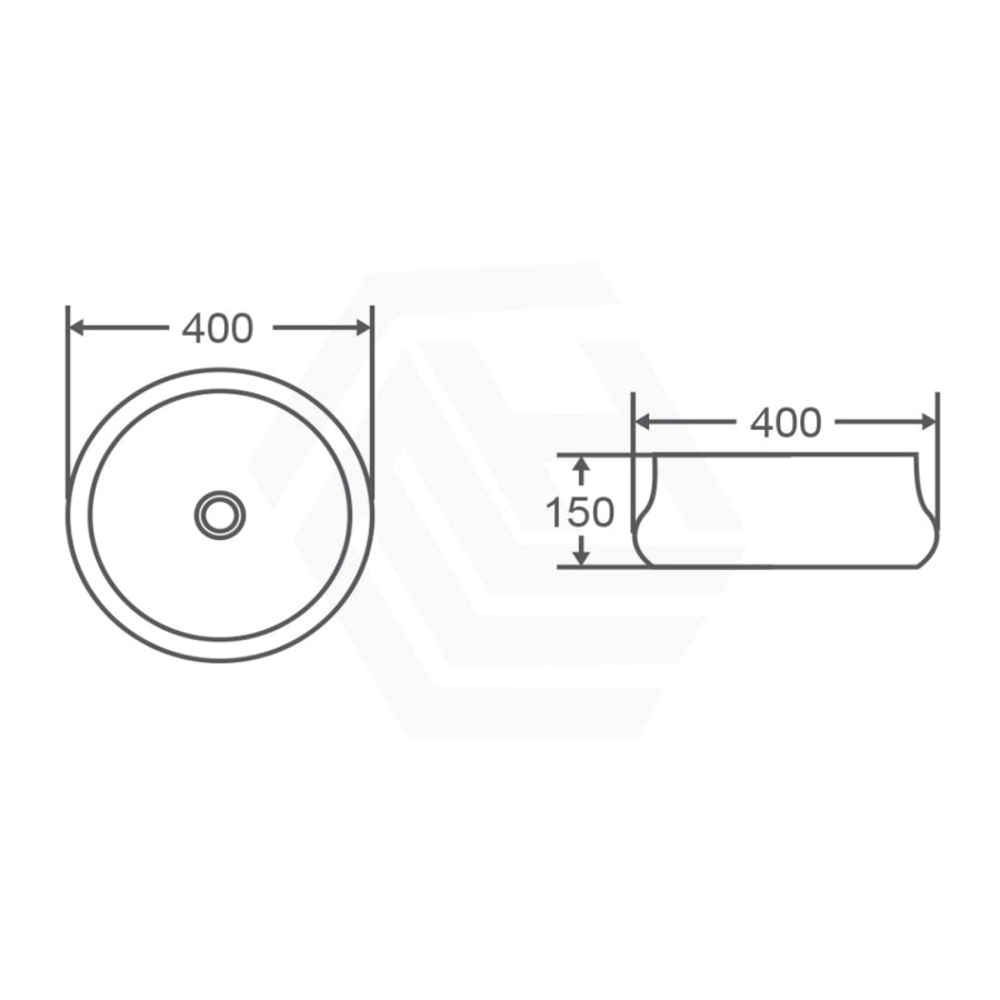 400X400X150Mm Round Nero Grey Above Counter Ceramic Basin Top