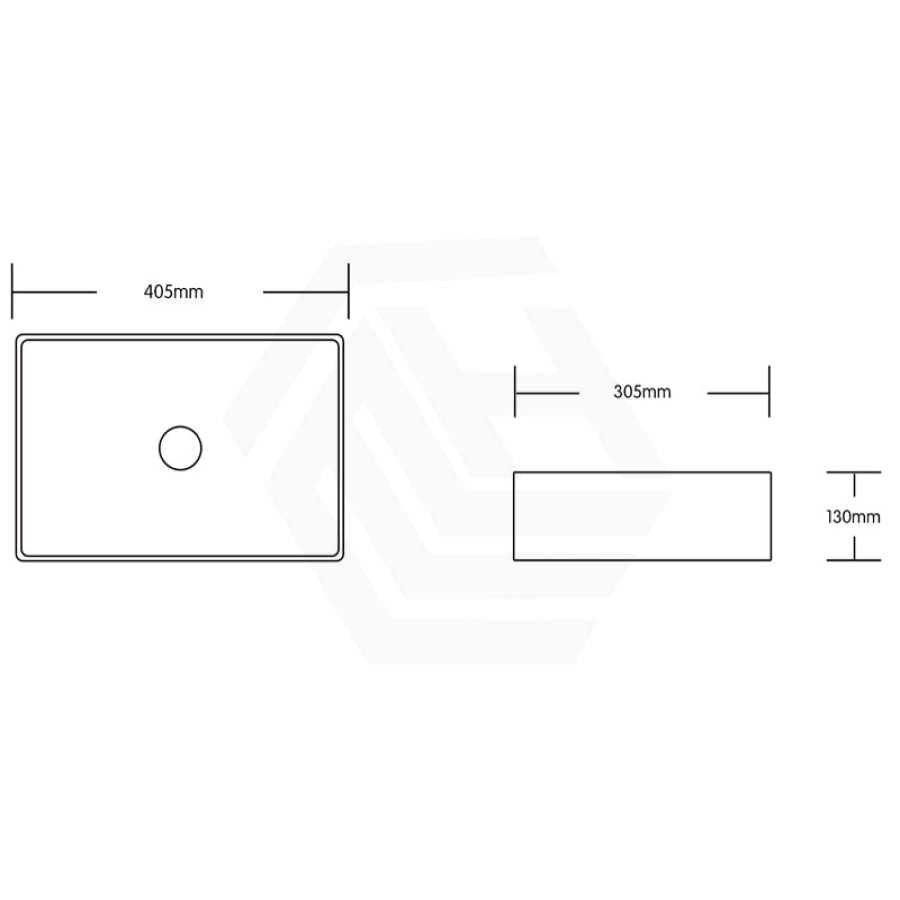 405X305X130Mm Rectangle Above Counter Gloss White Ceramic Wash Basin Basins