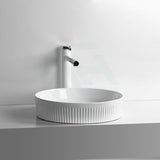 405X405X100Mm Round Above Counter Ceramic Basin Gloss White Basins