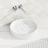 405X405X100Mm Round Above Counter Ceramic Basin Matt White Basins