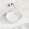 405X405X100Mm Round Above Counter Ceramic Basin Matt White Basins