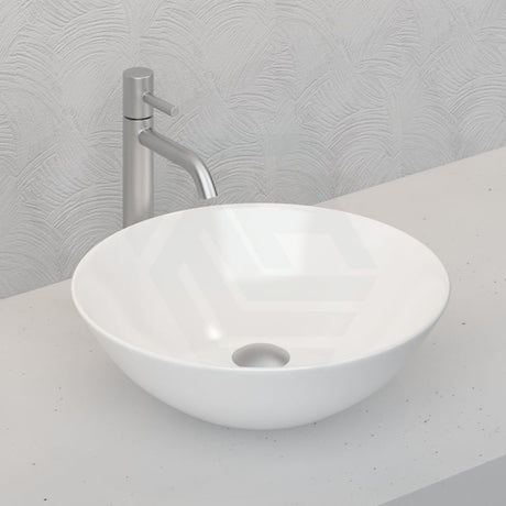 Round Above Counter Ceramic Basin Ultra Slim Gloss White