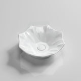 410X410X120Mm Flower Shape Gloss White Above Counter Basin Ceramic Basins