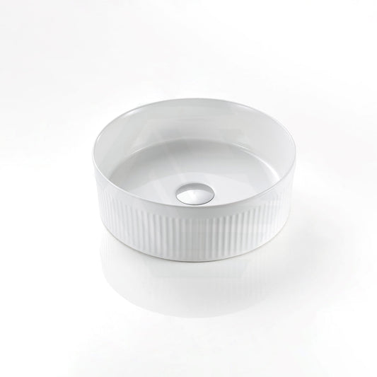 410X410X120Mm Round Above Counter Stone Basin Ultra Slim Matt White Basins