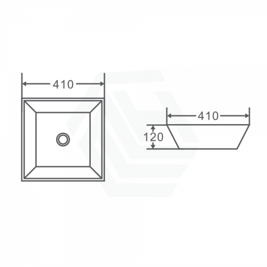 410X410X120Mm Square Above Counter Basin Gloss White Ceramic Mini Basins