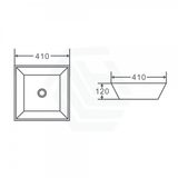 410X410X120Mm Square Above Counter Basin Gloss White Ceramic Mini Basins