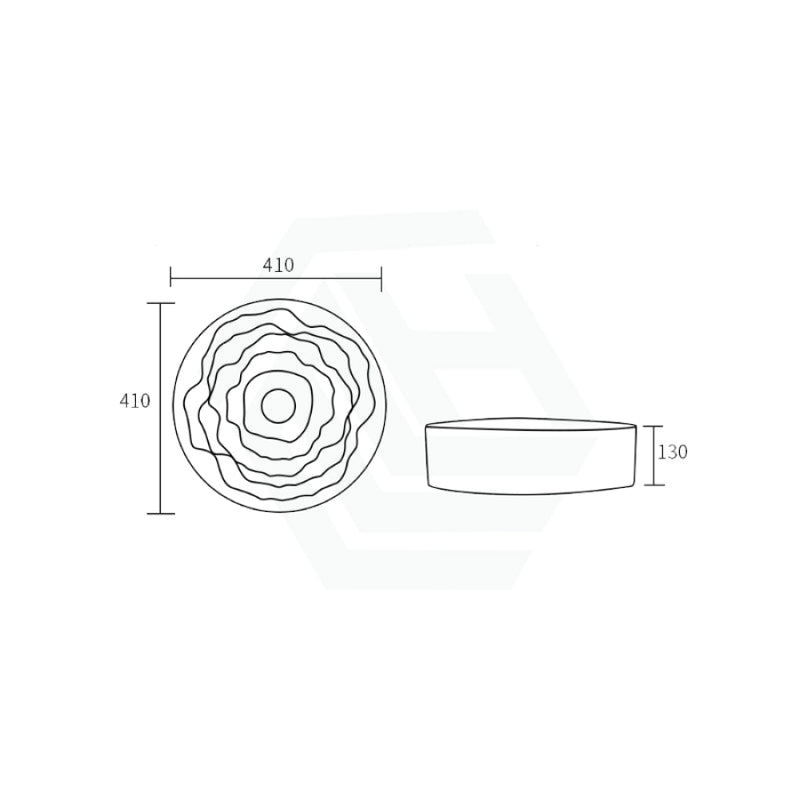 410X410X130Mm Round Gloss White Above Counter Basin Ceramic Basins