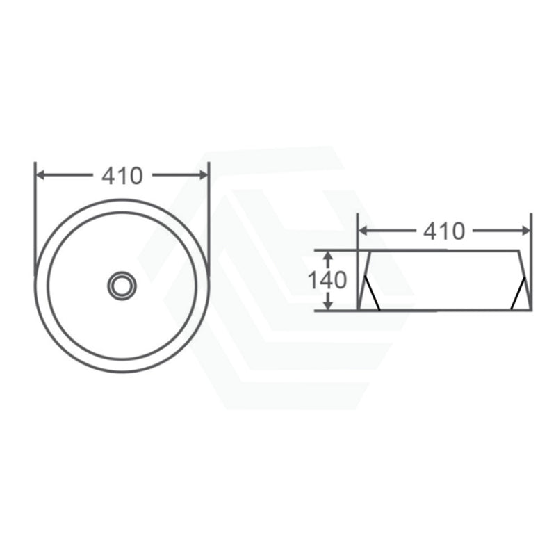 410X410X140Mm Round Matt Black & White Above Counter Basin Top