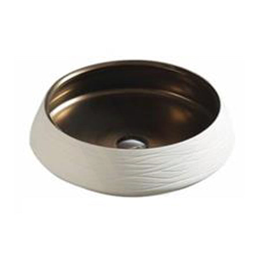 Above Counter Basin Ceramic Round Matt White Copper