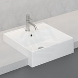 Semi Recessed Basin Gloss White Ceramic Square