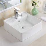 410X410X150Mm Above Counter/wall-Hung Square White Ceramic Basin One Tap Hole