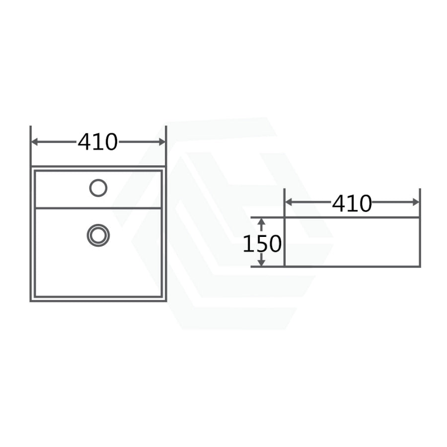 410X410X150Mm Above Counter/wall-Hung Square White Ceramic Basin One Tap Hole