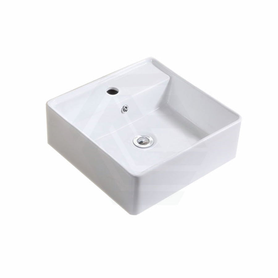 410X410X150Mm Above Counter/wall-Hung Square White Ceramic Basin One Tap Hole