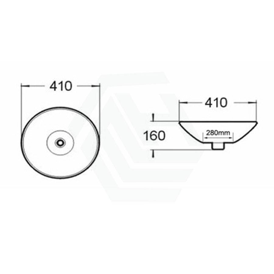 410X410X160Mm Inset Ceramic Basin Gloss White Round Basins