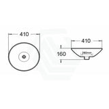 410X410X160Mm Inset Ceramic Basin Gloss White Round Basins