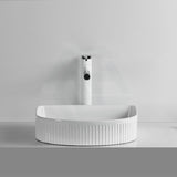 415X365X100Mm Above Counter Ceramic Basin D-Shape Gloss White For Bathroom Special Shape Basins