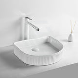 415X365X100Mm Above Counter Ceramic Basin D-Shape Gloss White For Bathroom Special Shape Basins