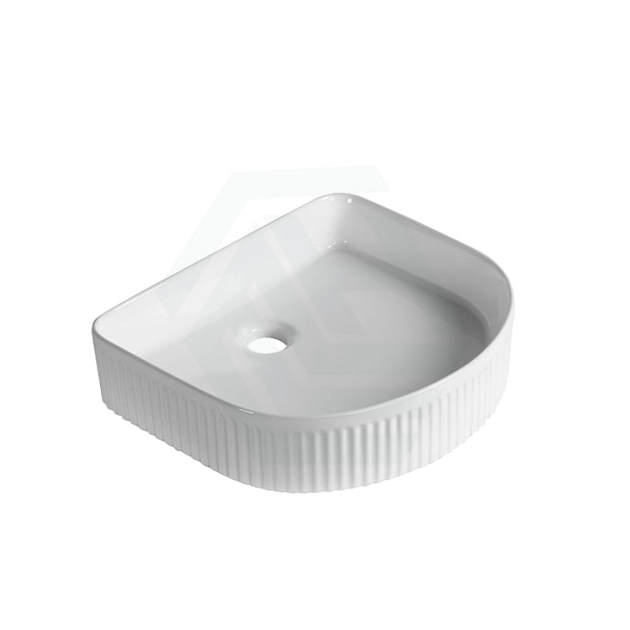 415X365X100Mm Above Counter Ceramic Basin D-Shape Gloss White For Bathroom Special Shape Basins