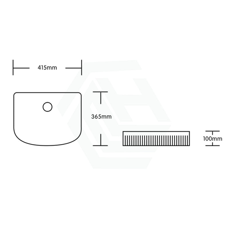 415X365X100Mm Above Counter Ceramic Basin D-Shape Gloss White For Bathroom Special Shape Basins