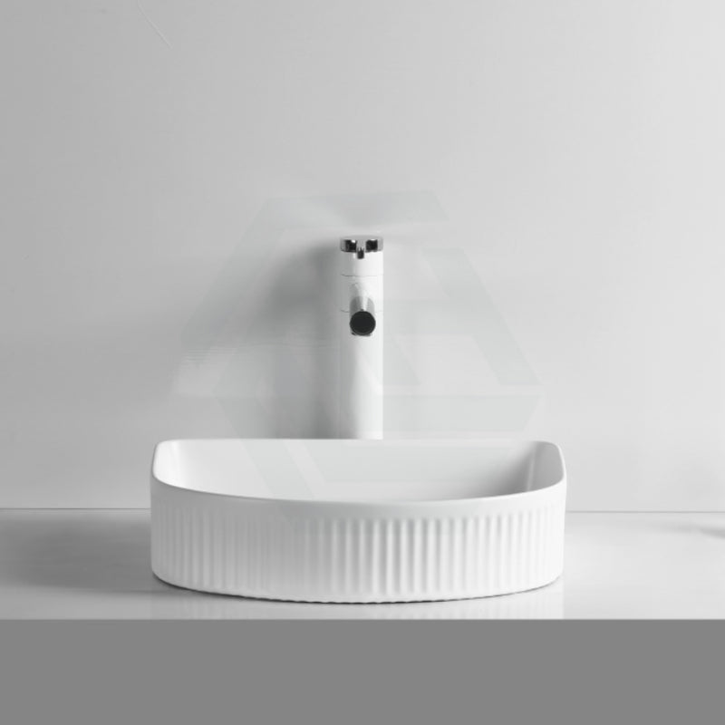 415X365X100Mm Above Counter Ceramic Basin D-Shape Matt White For Bathroom Special Shape Basins