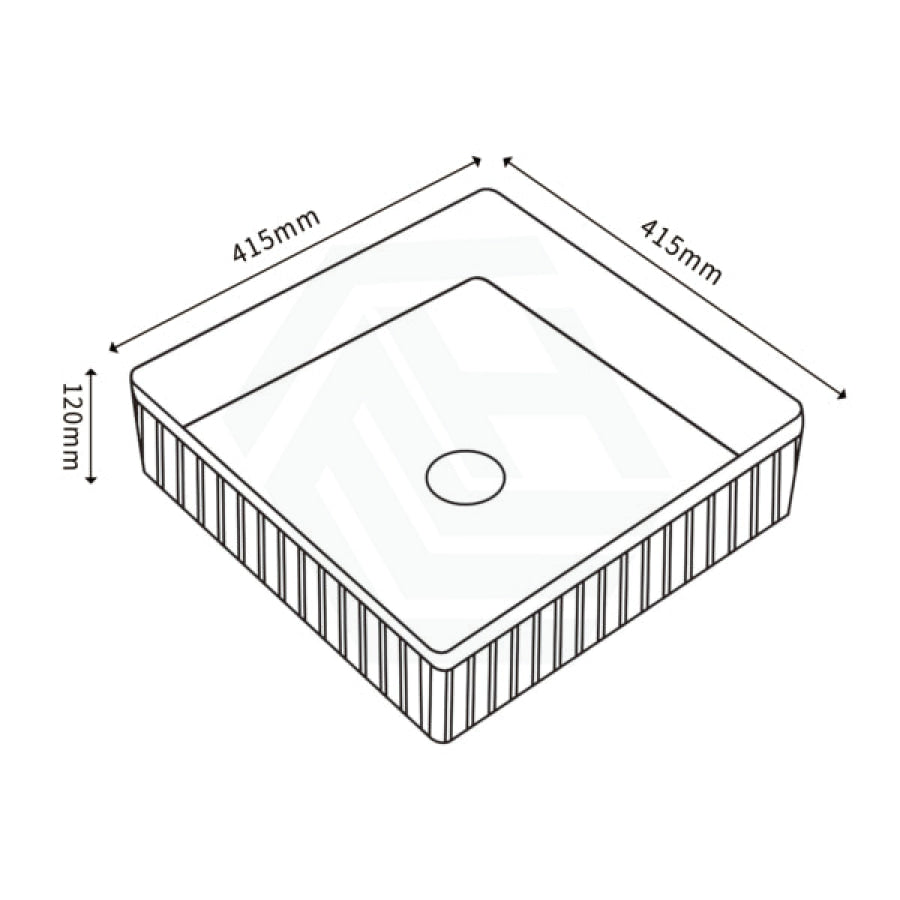 415X415X120Mm Square Above Counter Stone Basin Ultra Slim Gloss White Basins