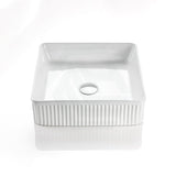 415X415X120Mm Square Above Counter Stone Basin Ultra Slim Matt White Basins