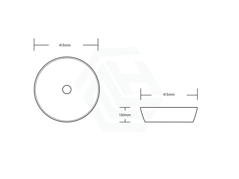 415X415X130Mm Round Gloss Marble Carrara Surface Bathroom Above Counter Wash Basin