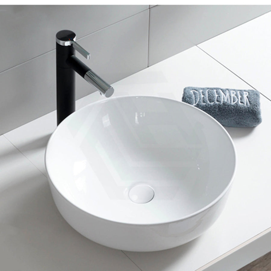 415X415X135Mm Bathroom Round Above Counter White Ceramic Wash Basin