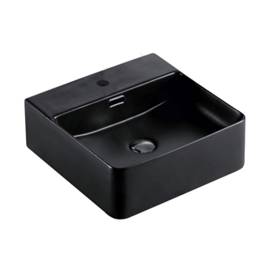 420X420X120Mm Above Counter / Wall Hung Square Matt Black Ceramic Basin