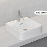 Above Counter Wall Hung Basin Square Ceramic Matt White