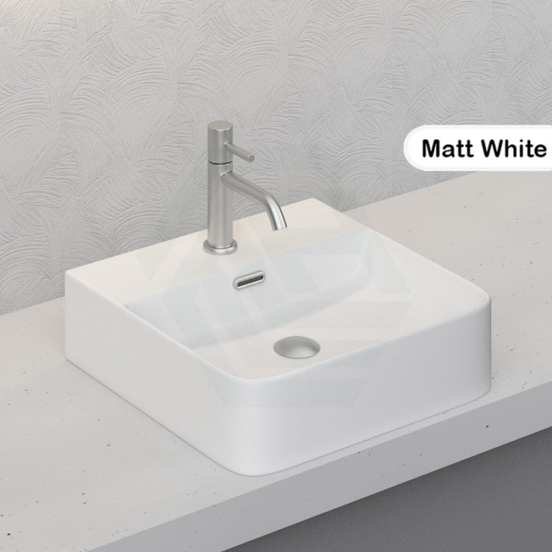 Above Counter Wall Hung Basin Square Ceramic Matt White