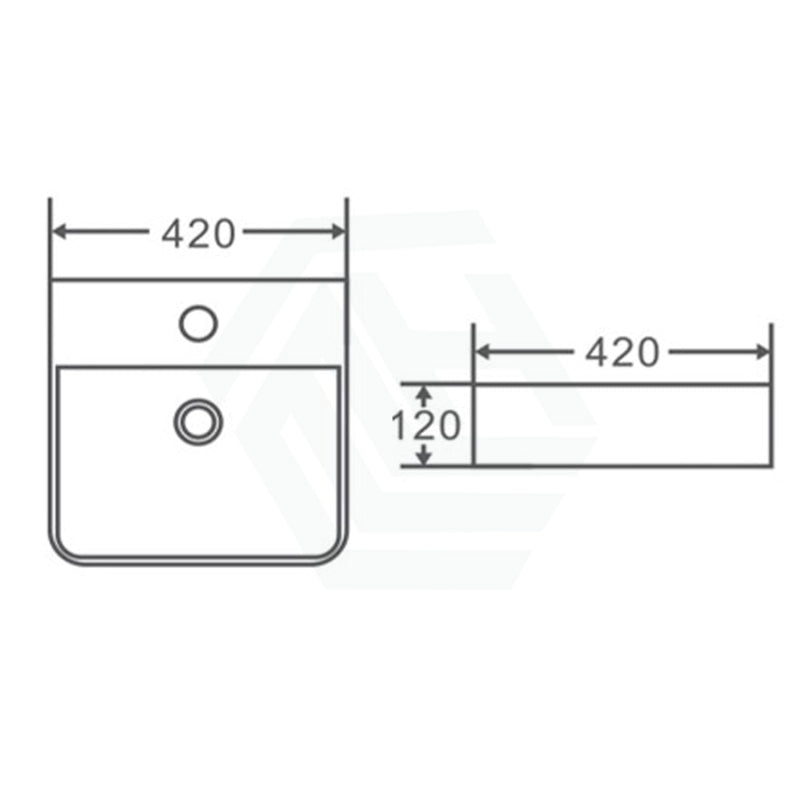 420X420X120Mm Above Counter / Wall Hung Square Matt White Ceramic Basin