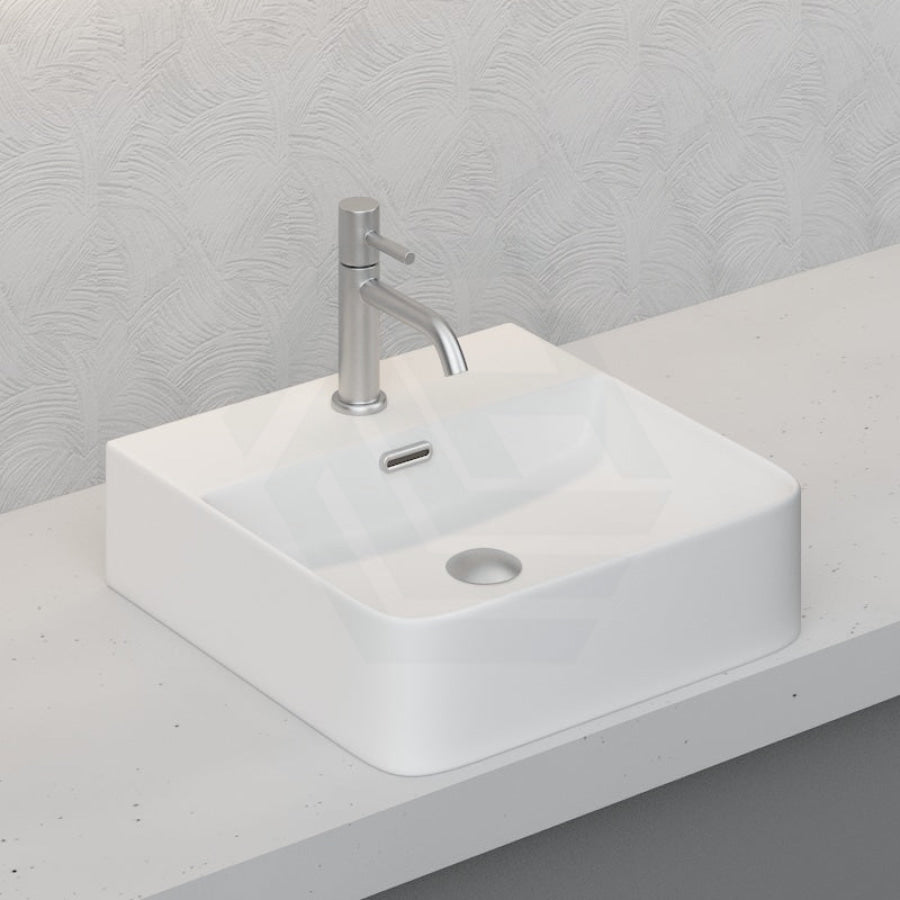 420X420X120Mm Above Counter / Wall Hung Square Matt White Ceramic Basin