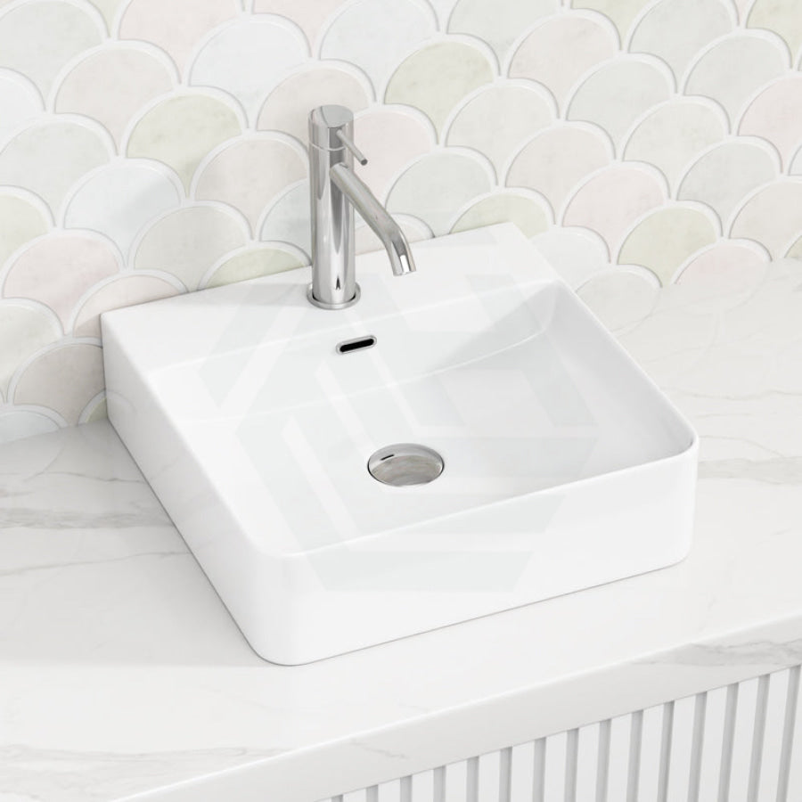 420X420X120Mm Above Counter / Wall Hung Square Matt White Ceramic Basin Basins