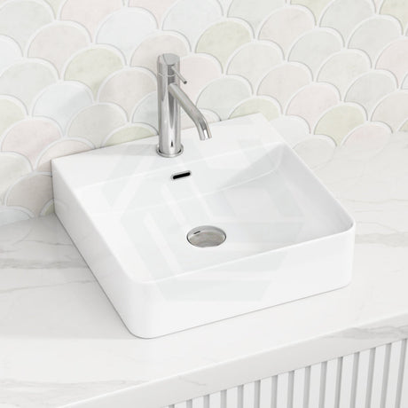 420X420X120Mm Above Counter / Wall Hung Square Matt White Ceramic Basin Basins