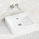 420X420X120Mm Square Gloss White Above Counter/Wall-Hung Ceramic Basin Ultra Slim Wall Hung Basins