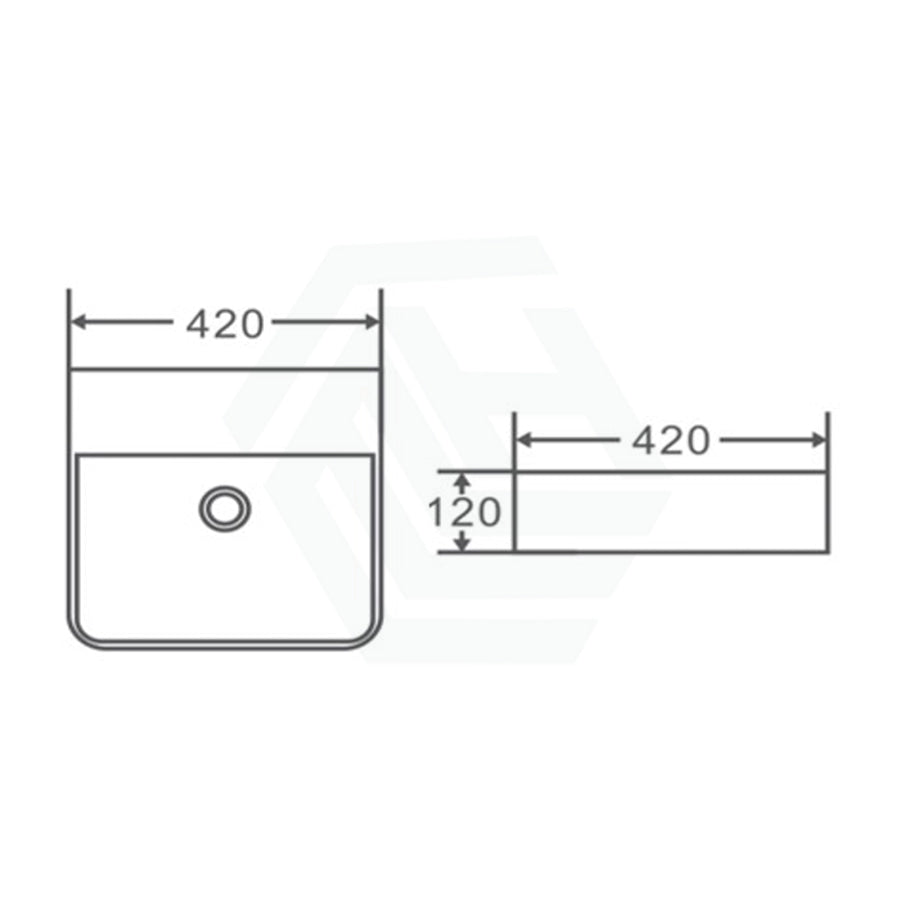 420X420X120Mm Square Gloss White Above Counter/wall-Hung Ceramic Basin Ultra Slim