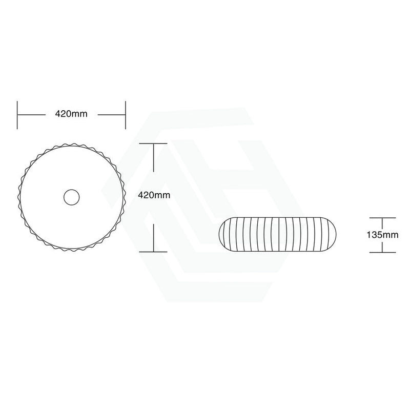 420X420X135Mm Round Above Counter Ceramic Basin Gloss White Basins