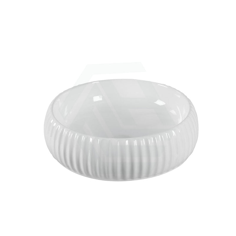 420X420X135Mm Round Above Counter Ceramic Basin Gloss White Basins