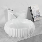 420X420X135Mm Round Above Counter Ceramic Basin Matt White Basins