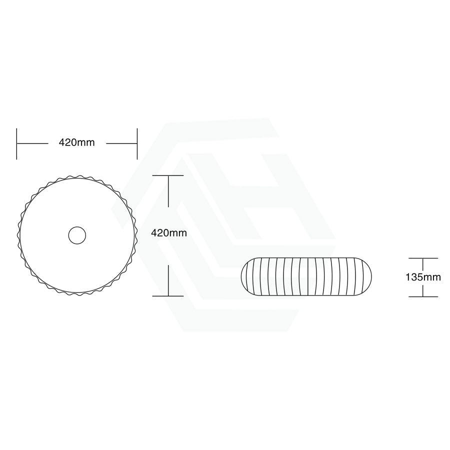 420X420X135Mm Round Above Counter Ceramic Basin Matt White Basins