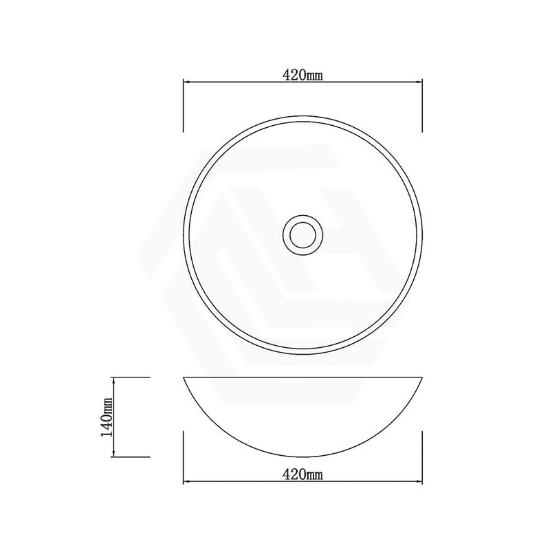 420X420X140Mm Round Above Counter Basin White Marble Surface Bathroom Stone Wash Basins