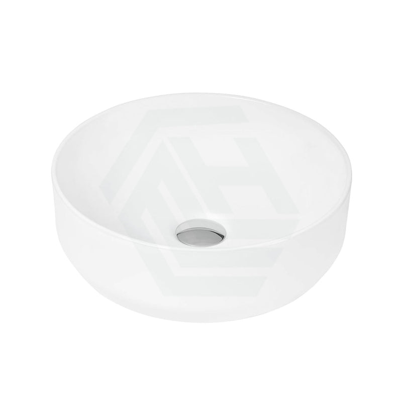 420X420X140Mm Round Gloss White Ceramic Above Counter Basin Wash Ultra Slim