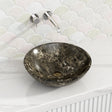 420X420X140Mm Round Nature Stone Basin Black Marble Finish Above Counter Basins