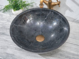 420X420X140Mm Stone Round Above Counter Basin Dark Marble Surface