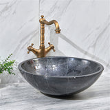 Stone Above Counter Basin Round Dark Marble